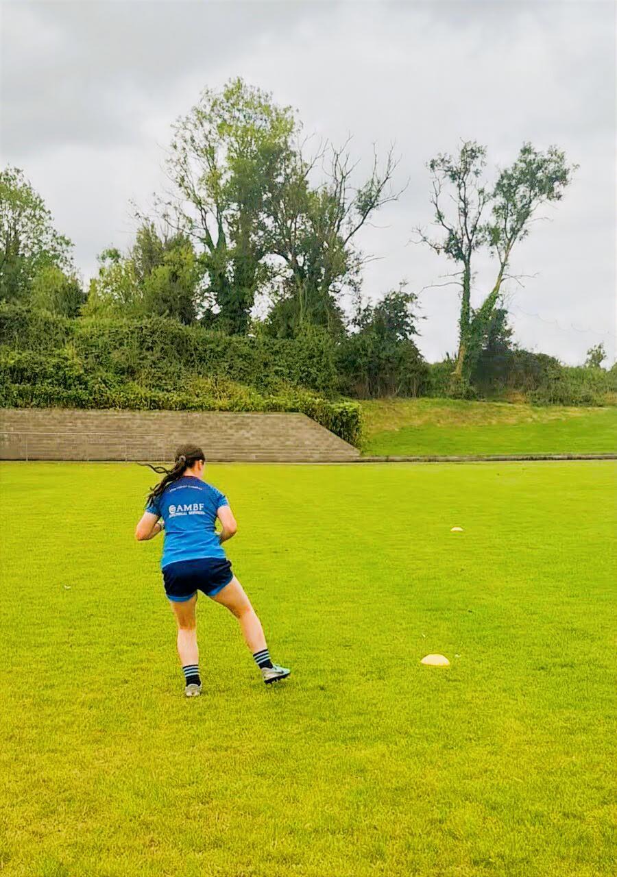 Athlete completing agility drills on the field